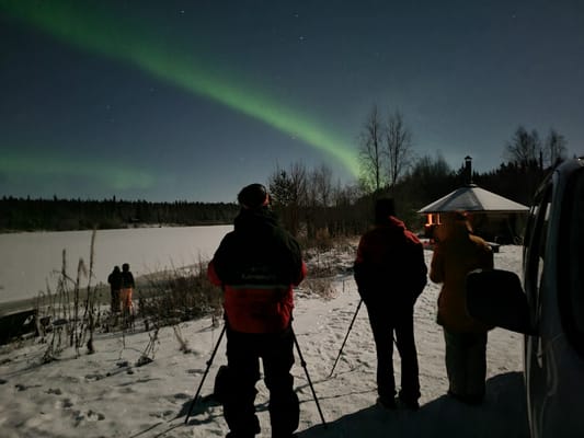 Northern Lights Hunting with Car, Campfire and Photographing