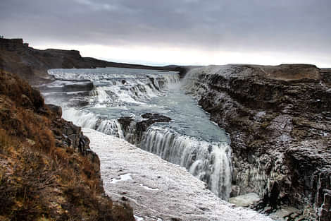 Gullfoss Waterfall in winter 