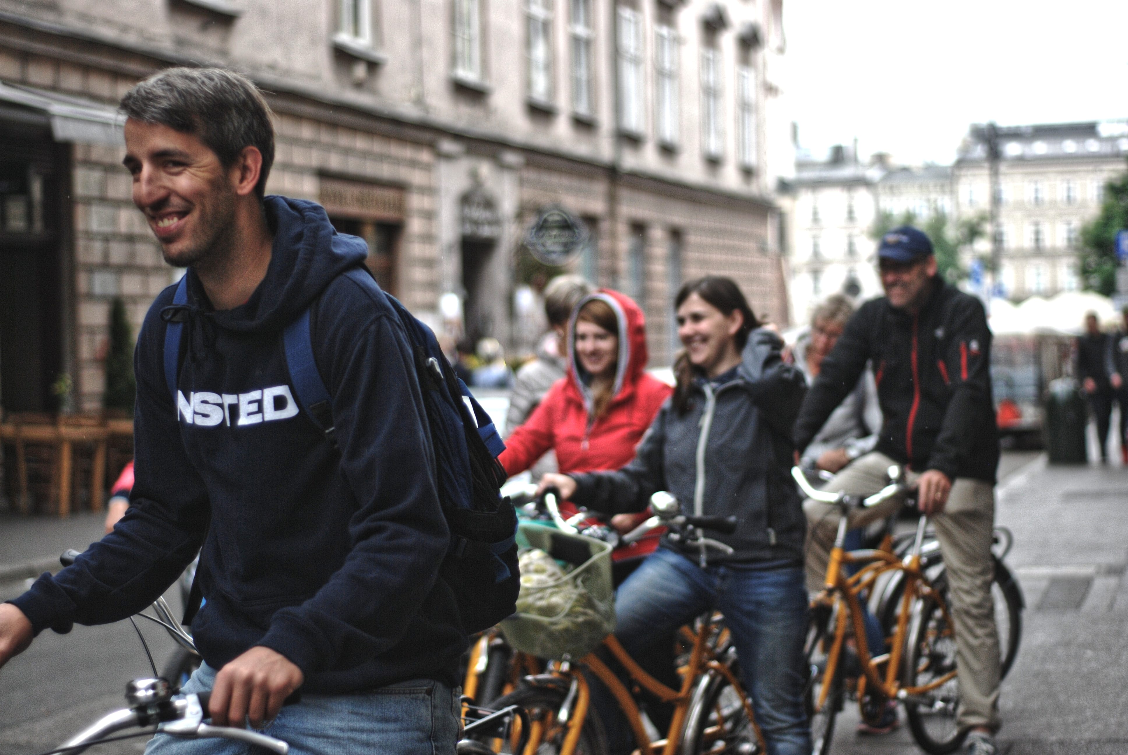 Krakow guided bike tour — Kazimierz Jewish quarter streets