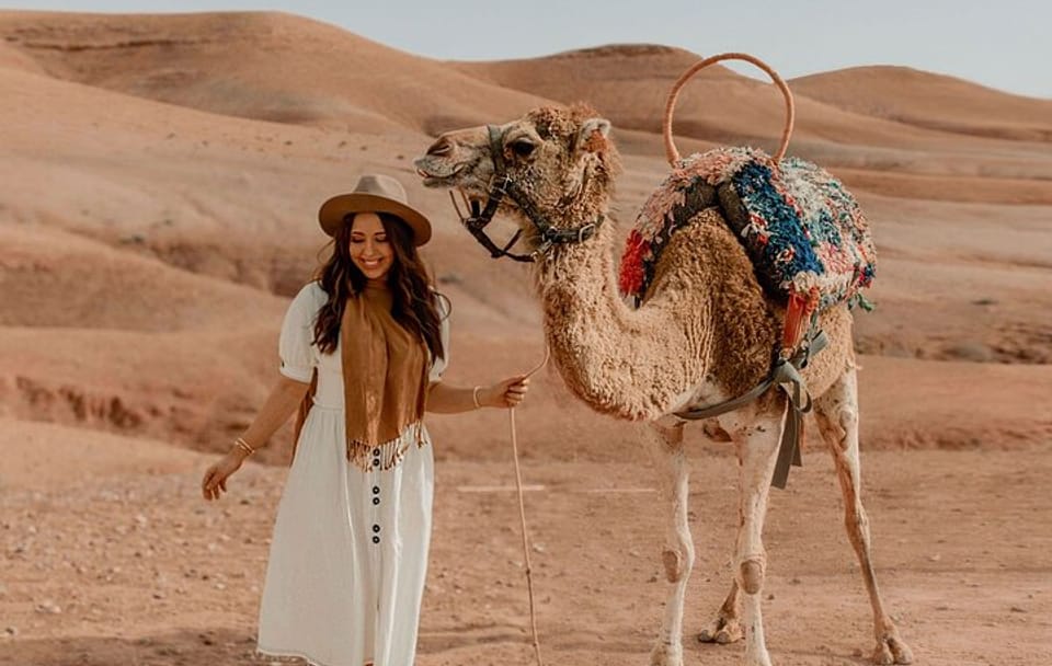 Agafay desert sunset camel ride Tour from Marrakech