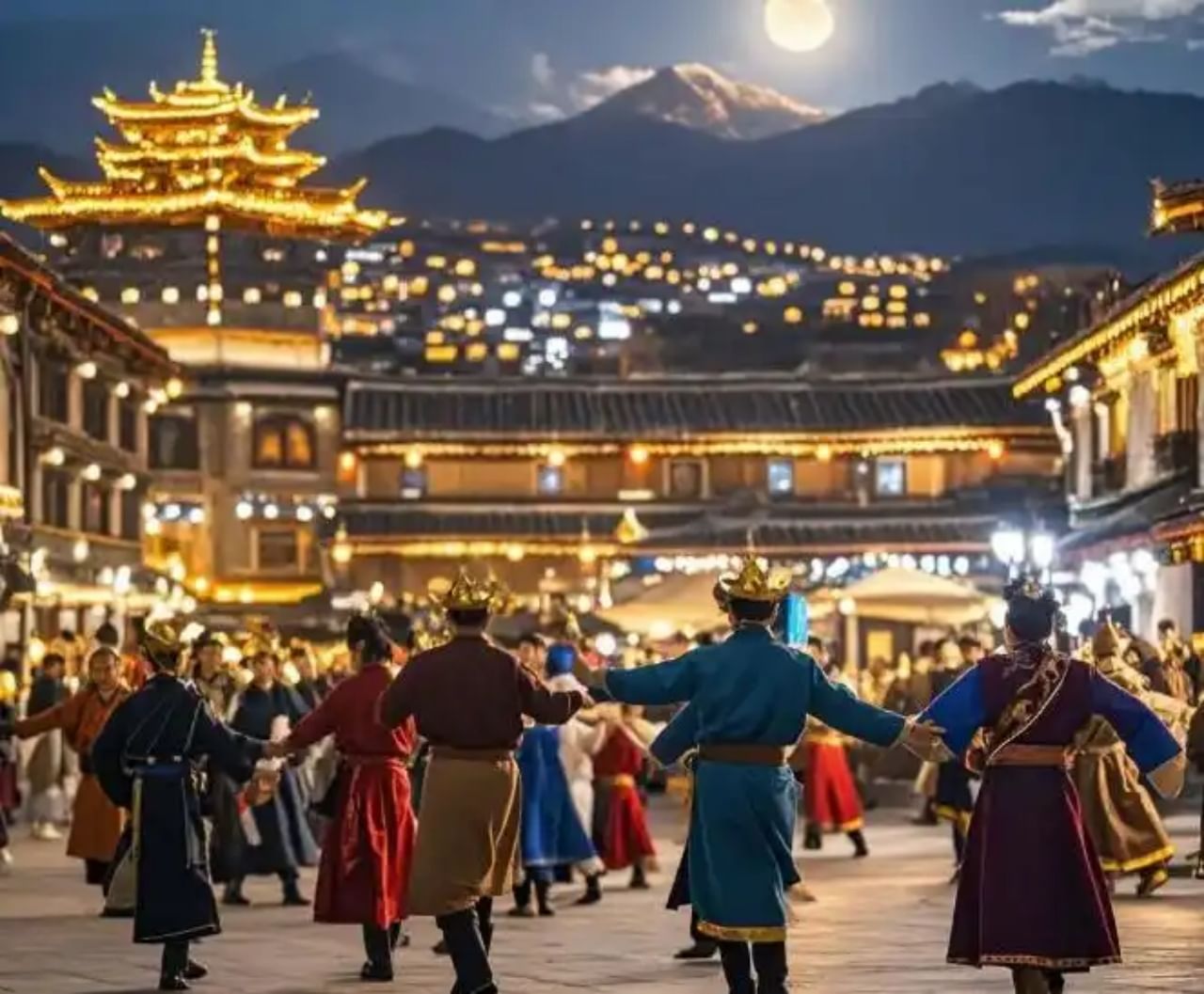 Tibetan dance in Dukezong Starlight Square