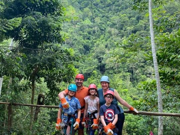 Family zip line fun in the rainforest