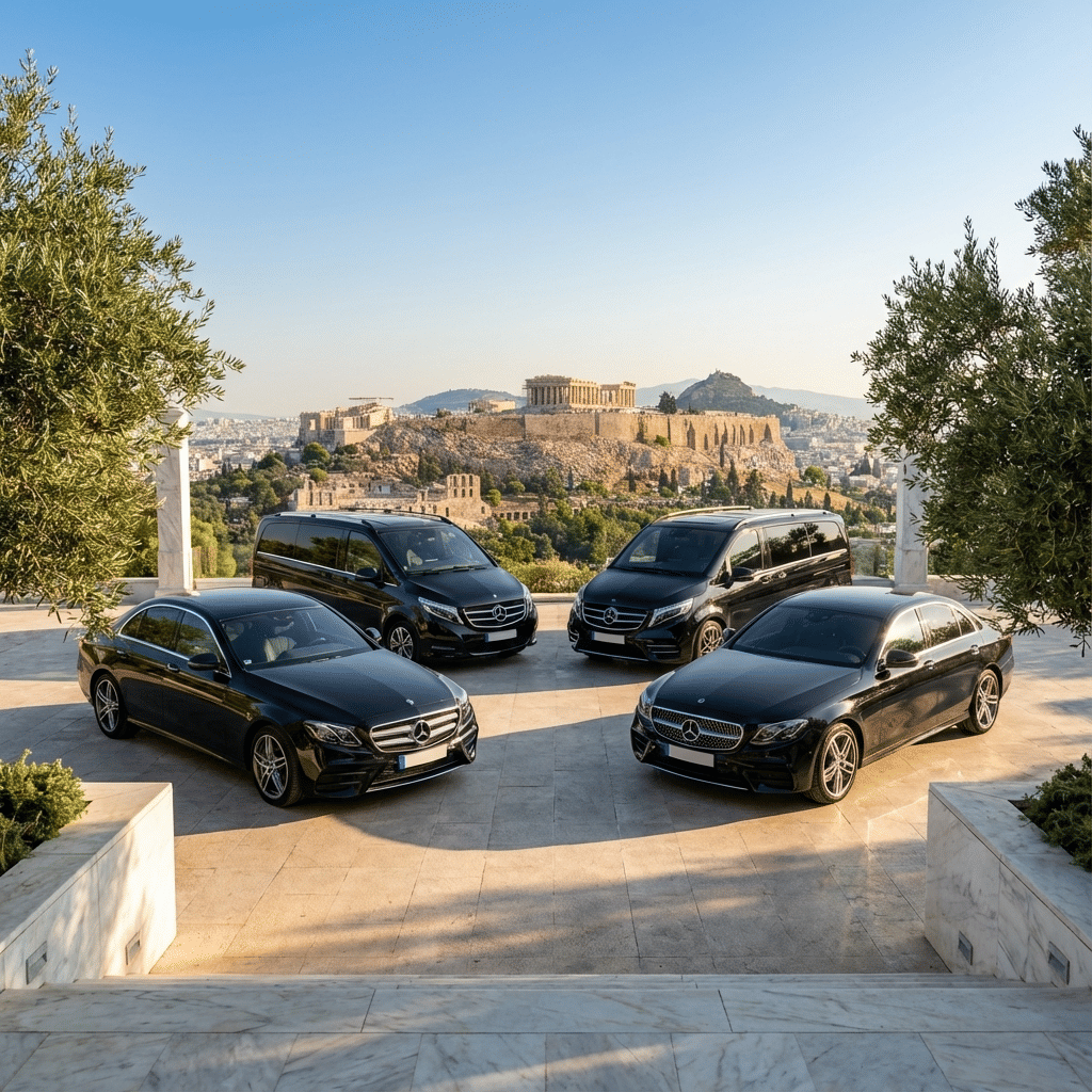 Luxury minivan used for private tour from Athens to Delphi