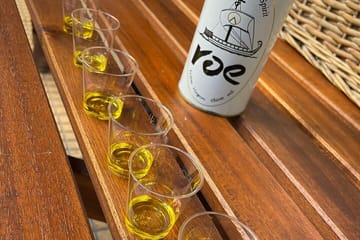 Traditional breakfast in markets with olive oil and honey tasting