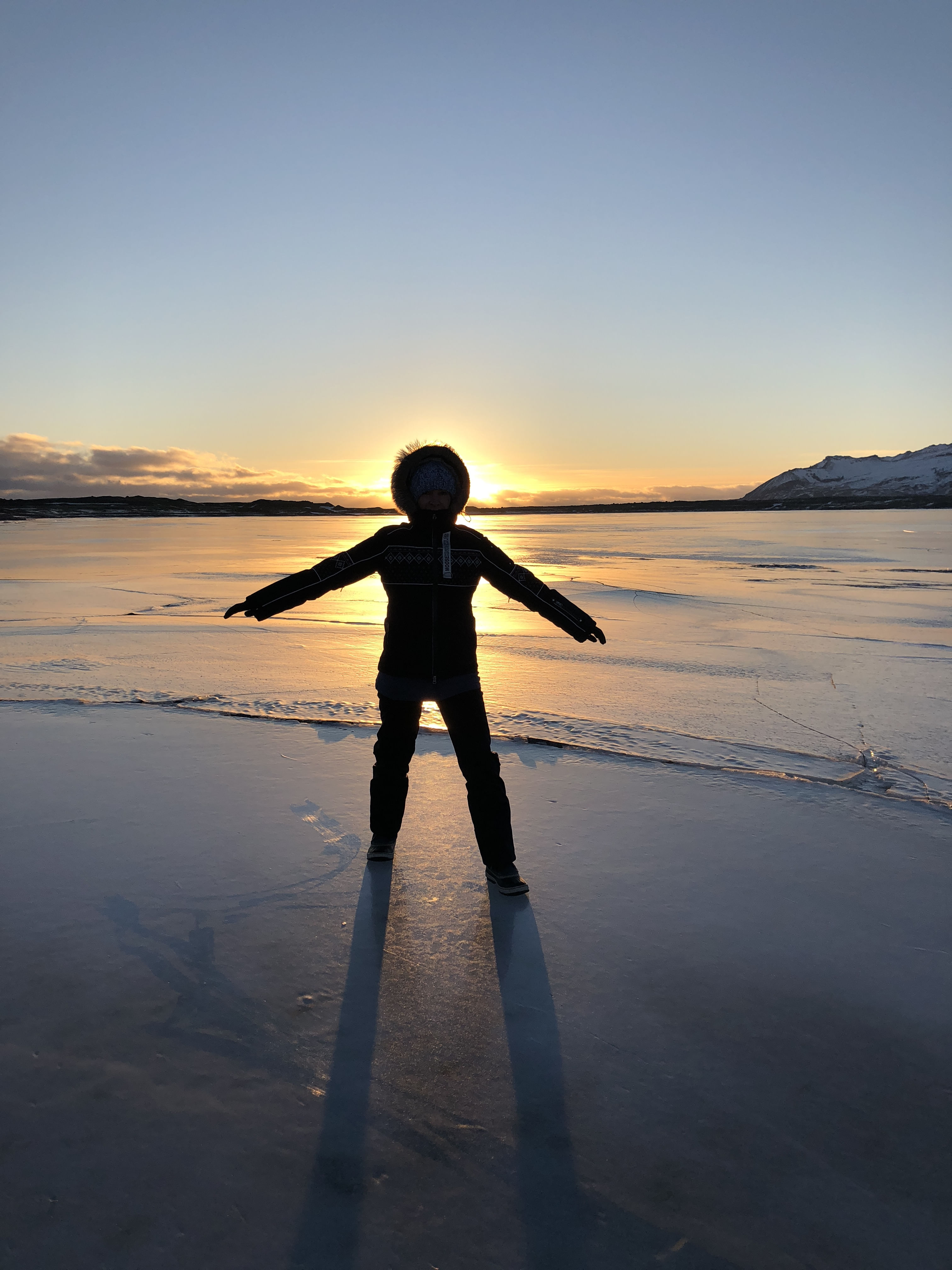 Sunset and icy conditions in Iceland