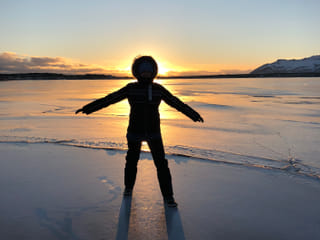 Sunset and icy conditions in Iceland