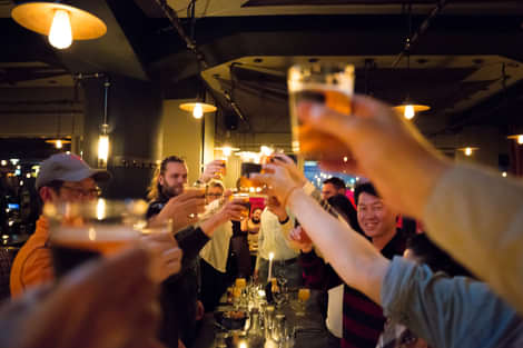 People enjoying beer