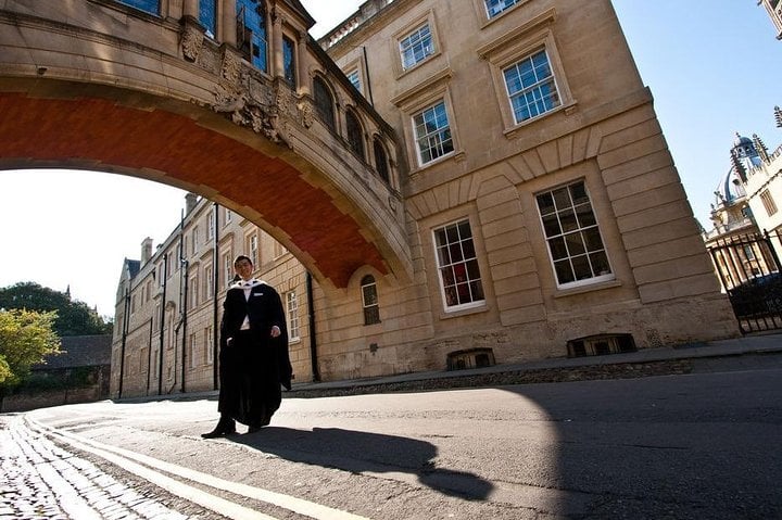 Oxford student in gown