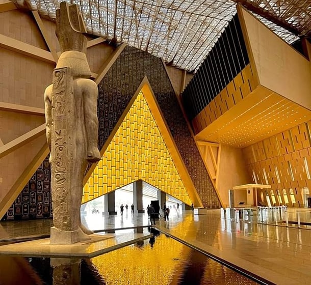 Pyramids & Grand Egyptian Museum by air