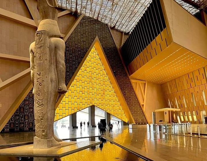 Pyramids & Grand Egyptian Museum by air