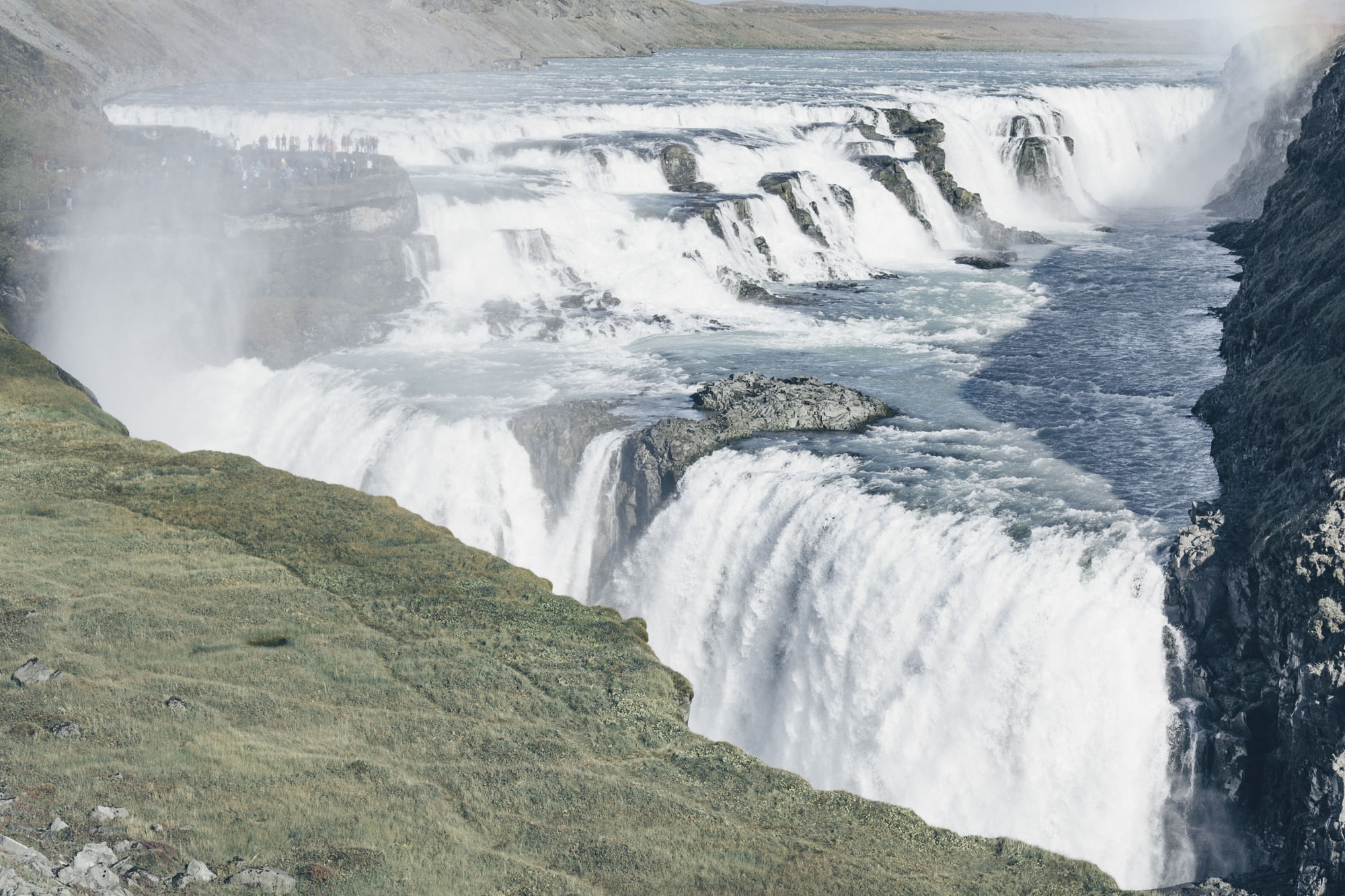 Gullfoss waterfall dropping into it's canyon