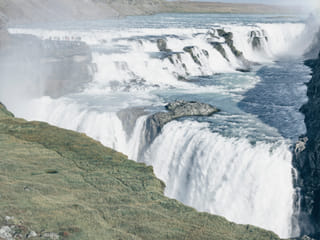 Gullfoss waterfall dropping into it's canyon