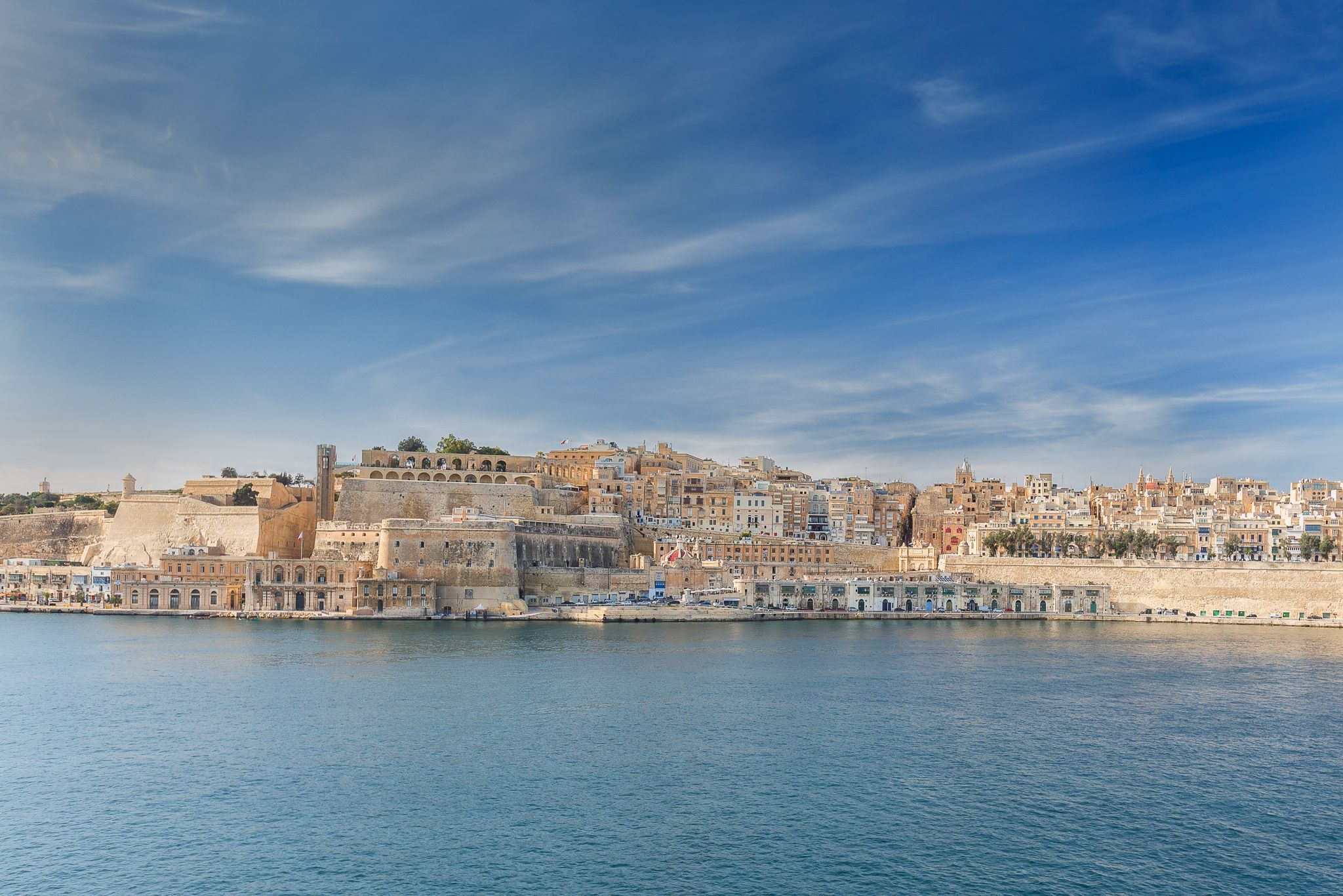 The Grand Harbour, a natural harbour on the island of Malta. 
