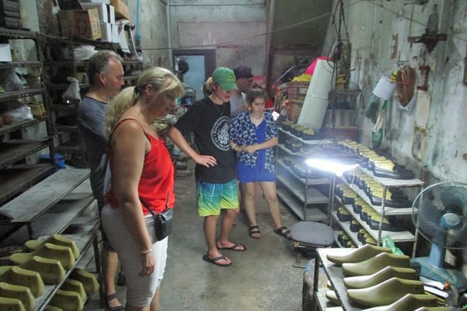 how do Thai people making a living... stop at a shoe factory, very interesting to see