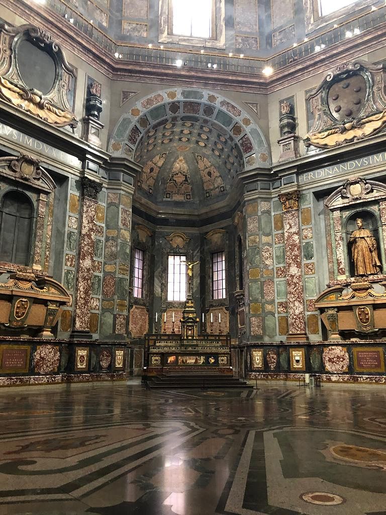 Interior of the Medici Chapels with its rich decoration and the tombs of the Medici Family