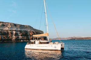 Santorini Sunset Catamaran Cruise, with Greek Dinner, BBQ, Drinks and Transfers