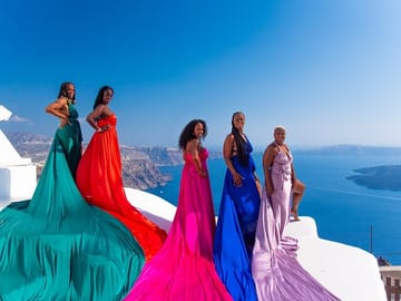 Private Flying Dress Photo Shoot in Santorini, Greece