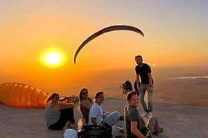 Paragliding over Agafay Desert with Atlas Mountain View