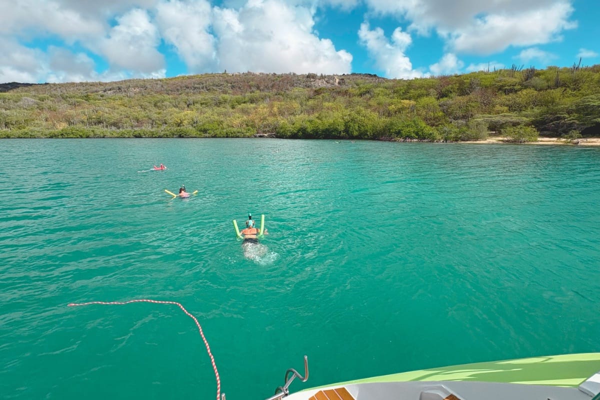 snorkeling family at fuik bay Curacao