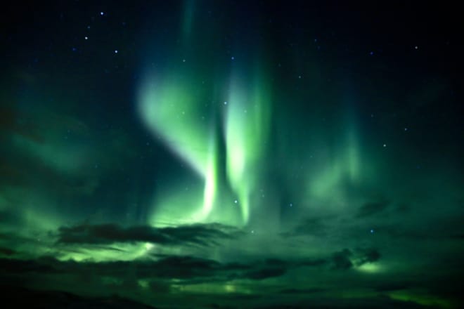 Bright and strong northern lights Iceland