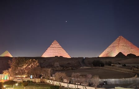 Giza Pyramids at night Sound and Light Show With Dinner