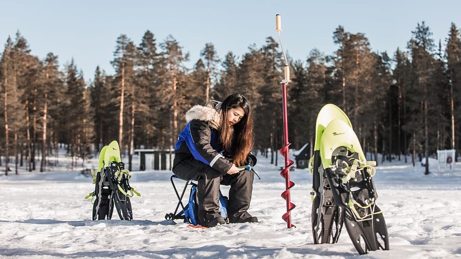 Snowshoeing and Ice Fishing trip in Arctic Wilderness