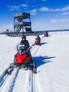 All Day Snowmobile Driving with Ice Fishing 