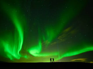 Northern Lights during ice cave and northern lights tour Iceland