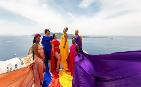 Private Flying Dress Photo Shoot in Santorini, Greece