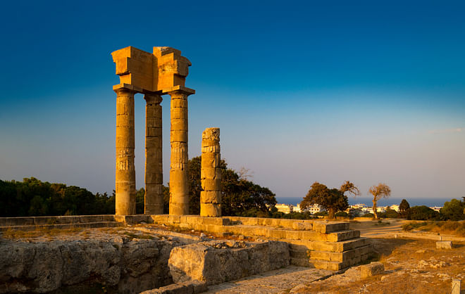 Ruins of the acropolis in Rhodes, Greece