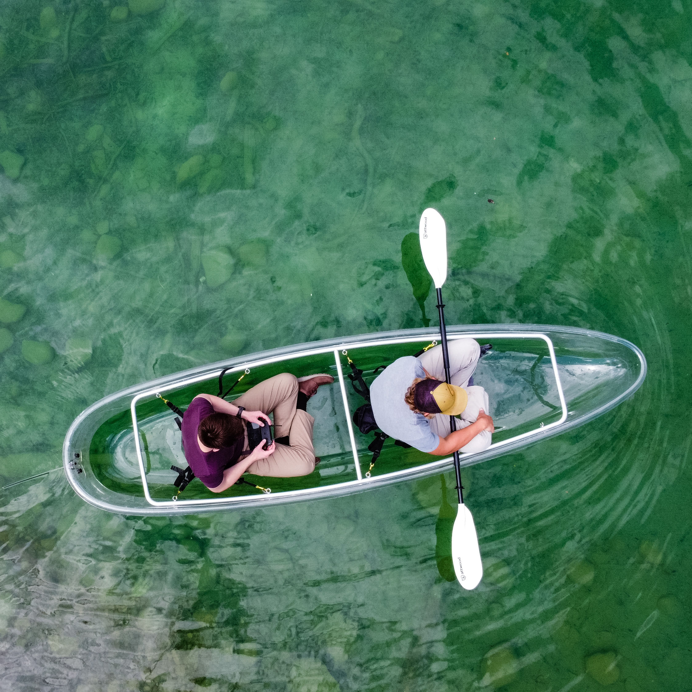 Kayaking in clear kayak on Flathead lake 