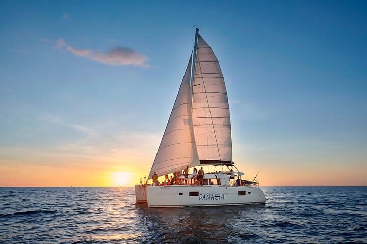 Witness the magic of a Costa Rican sunset as you sail the Pacific aboard your private catamaran—the ultimate Pura Vida memory.