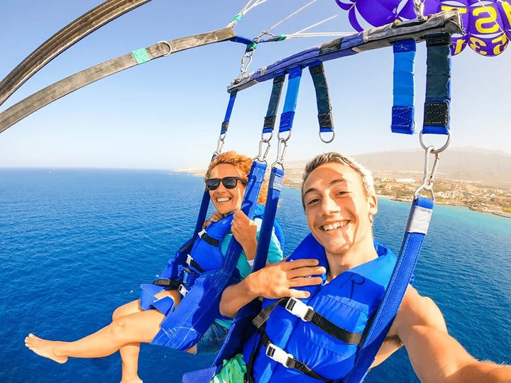 Parasailing over the Red Sea