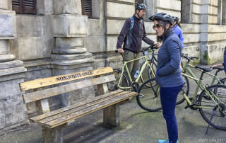 Historic landmark: visiting an iconic city bench as part of Cape Town’s history.