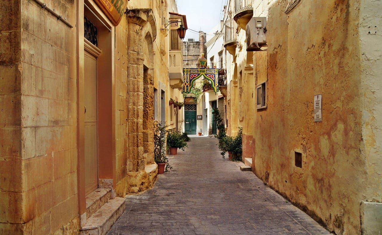 Quaint street in Valletta, Malta