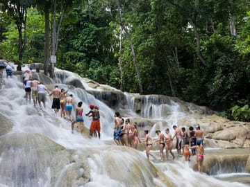 Visitors having a blast on the Dunns River Falls!