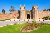 Majestic entrance to the historic Chellah site, Andalusian and medieval vestige in the heart of Rabat.
