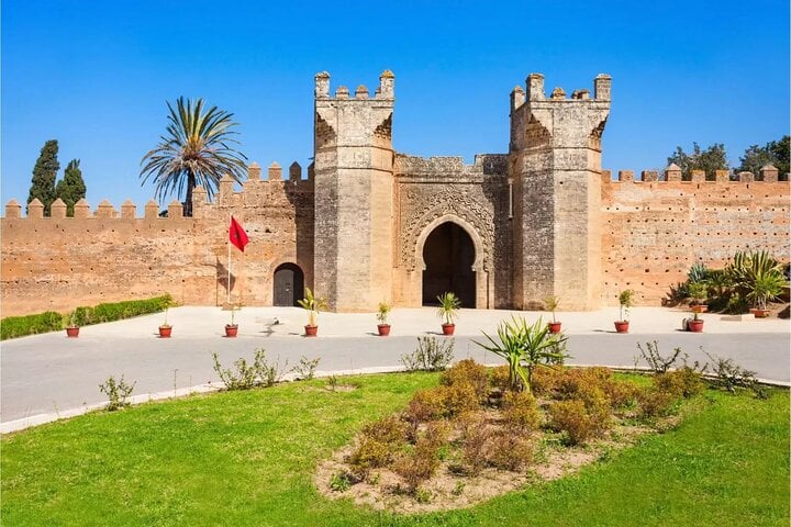 Majestic entrance to the historic Chellah site, Andalusian and medieval vestige in the heart of Rabat.