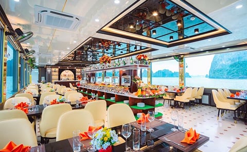 Sky Cruise Luxury 5 Star Halong One Day Tour, Buffet & Jacuzzi