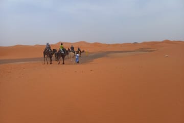 Camel Ride at Sunset in Merzouga Dunes, Morocco