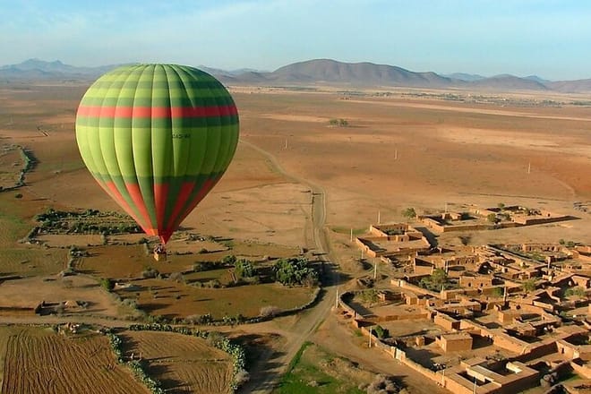 Soar above Marrakech in a hot air balloon and indulge in a delightful meal in the sky. Experience breathtaking views of the Moroccan landscape while savoring an unforgettable dining adventure.