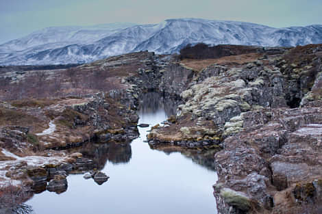 Thingvellir valley with water