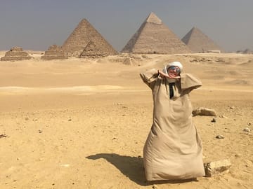 Panoramic spot of Giza Pyramids