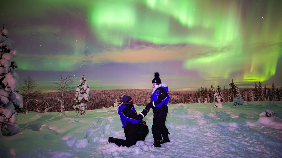 A very special moment under the Northern Lights!