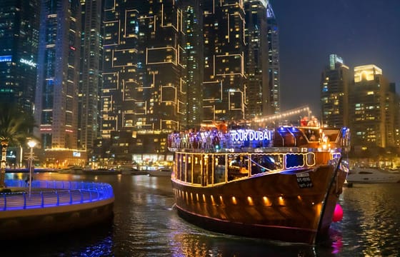 Dubai Madame Tussauds Museum tour & Marina Dhow Cruise with Dinner in Private Transfers