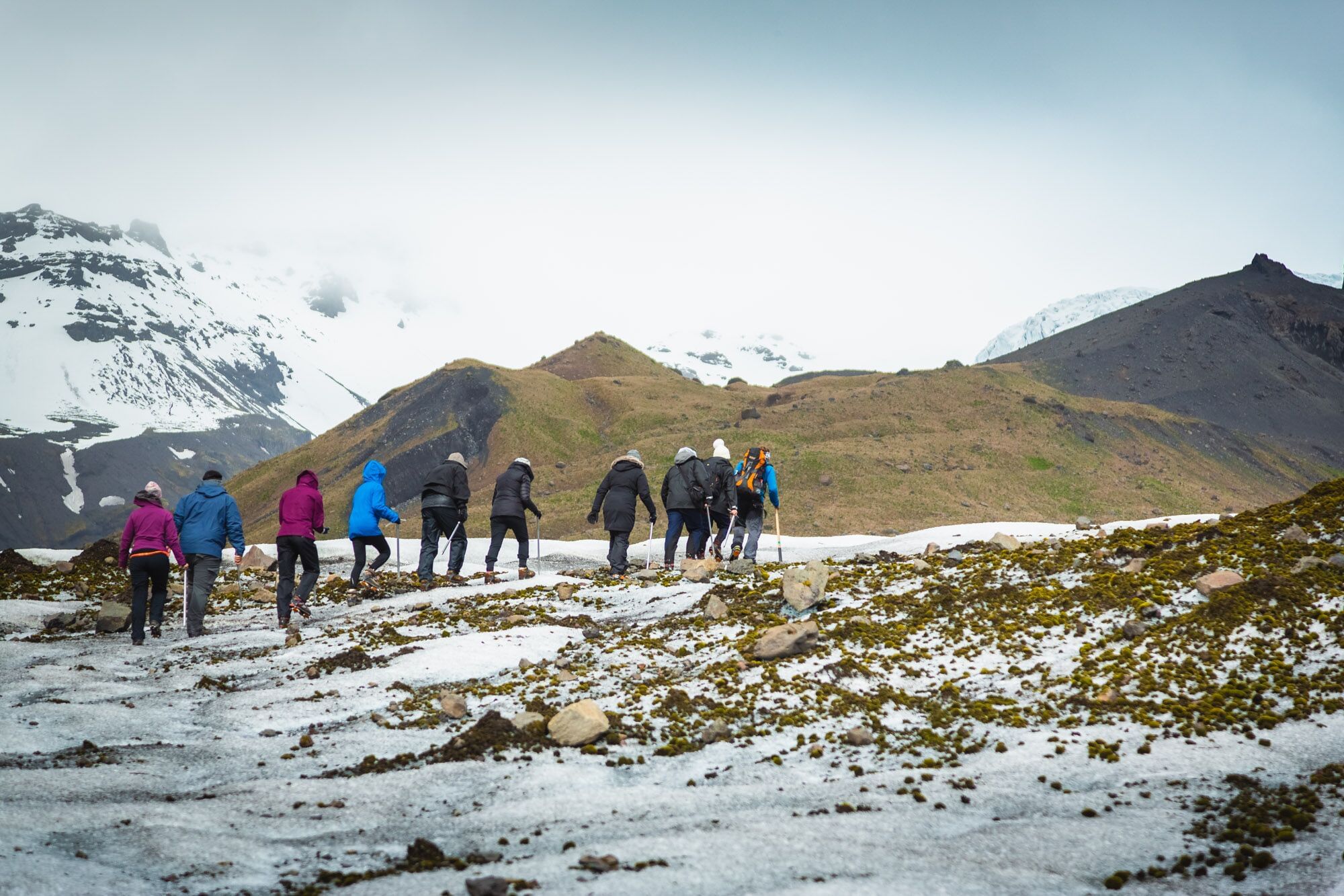 A group of hikers during Iceland glacier tour Skaftafell
