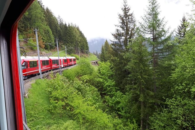 Bernina train and Swiss Alps. Departure from Desenzano photo 5
