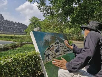 Borobudur Temple Art Painting Workshop with Local Artist
