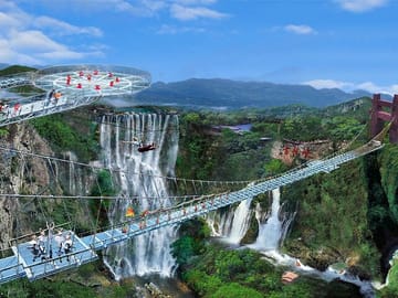 Gulong Gorge Skywalk Glass Bridge and Waterfall View Tour