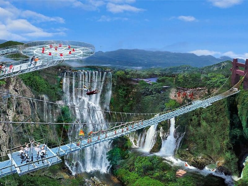 Gulong Gorge Skywalk Glass Bridge and Waterfall View Tour